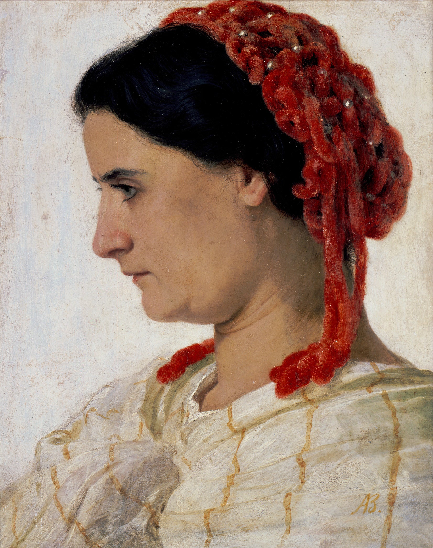 Angela Böcklin avec un filet à cheveux rouge - Arnold Böcklin