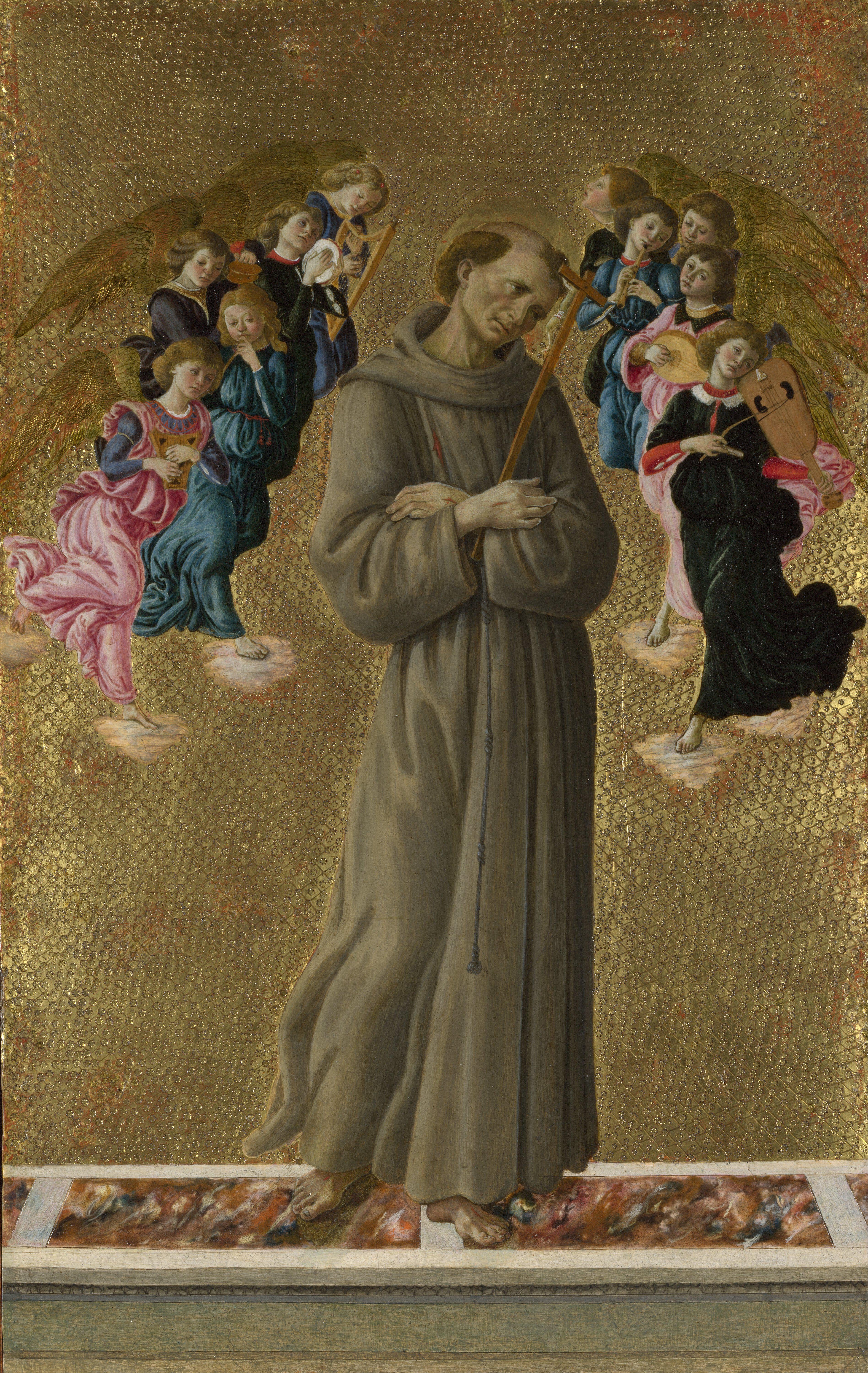 Francisco de Assis com anjos - Sandro Botticelli