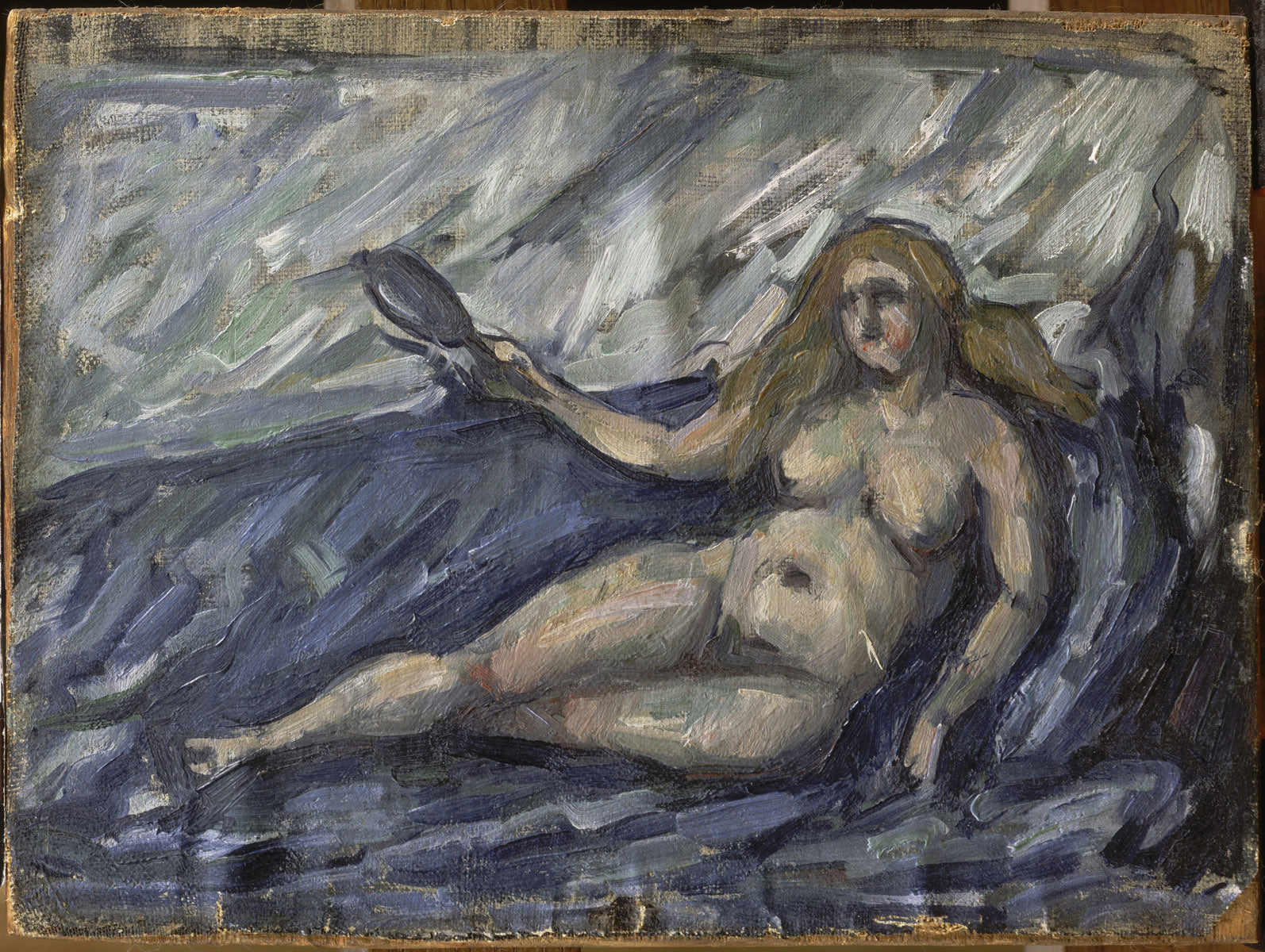 Reproduction du tableau « Femme au miroir - Paul Cézanne » par Alpha Reproduction en peinture à l’huile