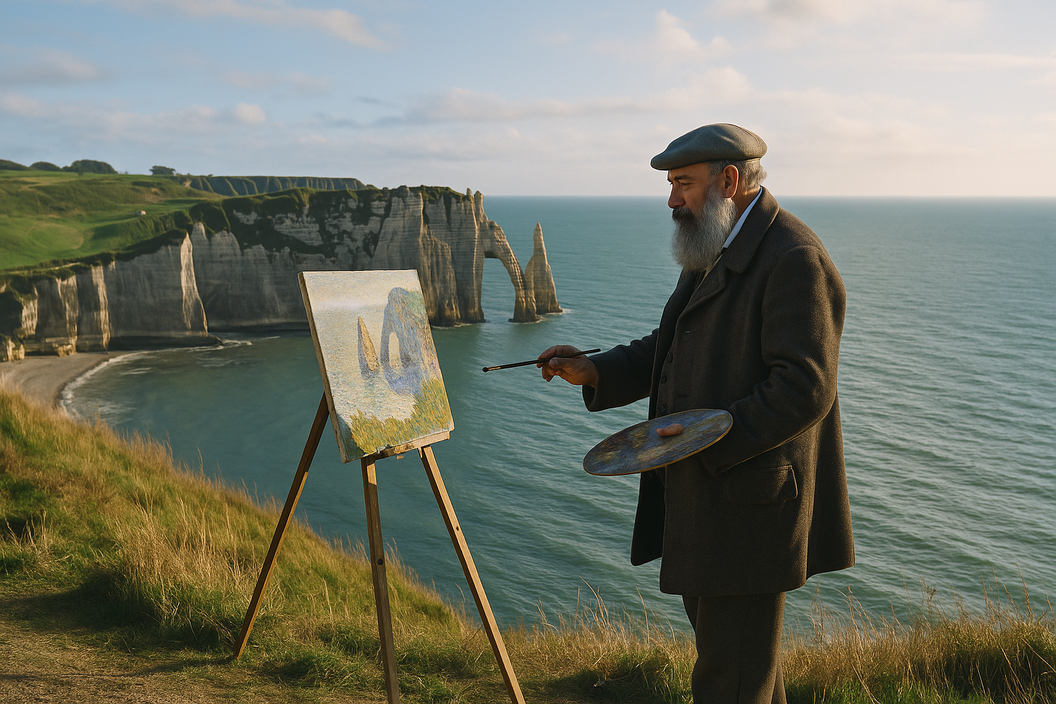 Claude Monet em Étretat: Uma obra-prima impressionista entre céu, mar e falésias