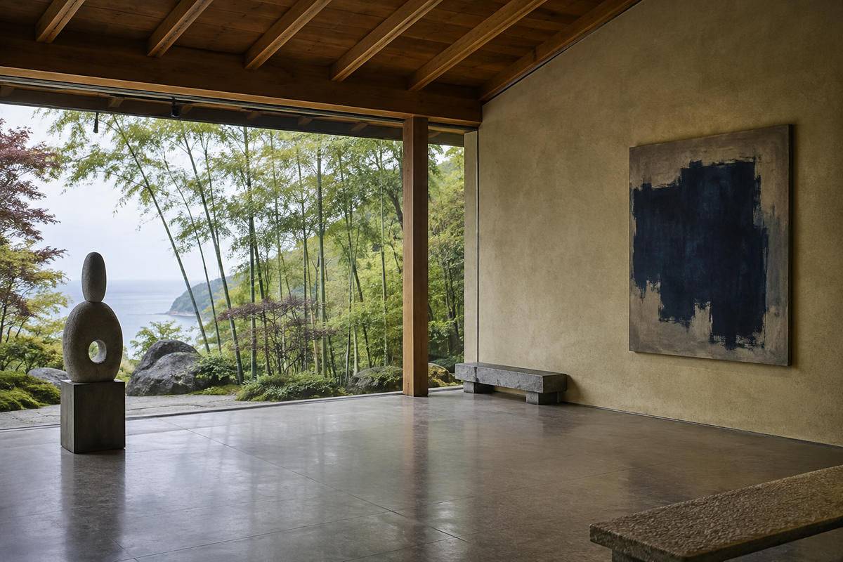 Galerie contemporaine inspirée de Kamakura entre bambous et mer