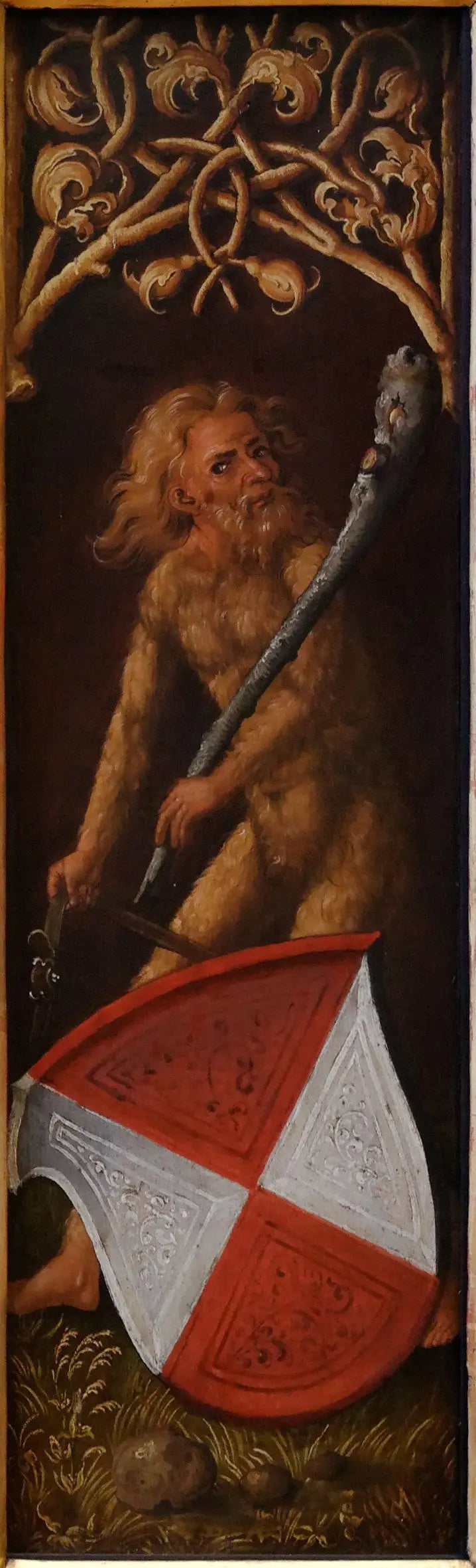Retrato de Oswolt Krel: « Homens Silvânicos » com os escudos heráldicos de Agathe von Esendorf - Albrecht Dürer