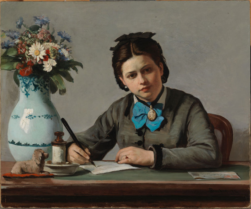 Jeune fille écrivant - Adolf von Becker