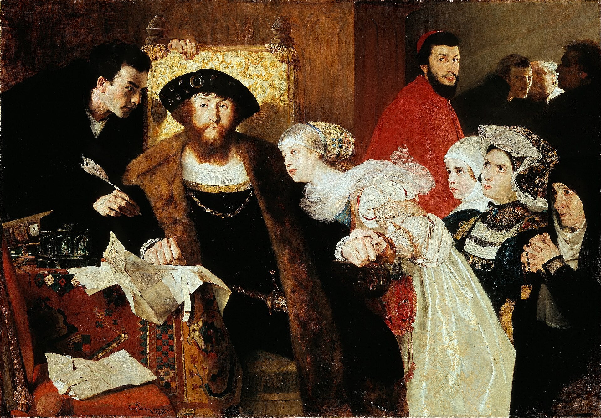Christian II signant l’arrêt de mort de Torben Oxe, Eilif Peterssen, 1875, peinture à l’huile