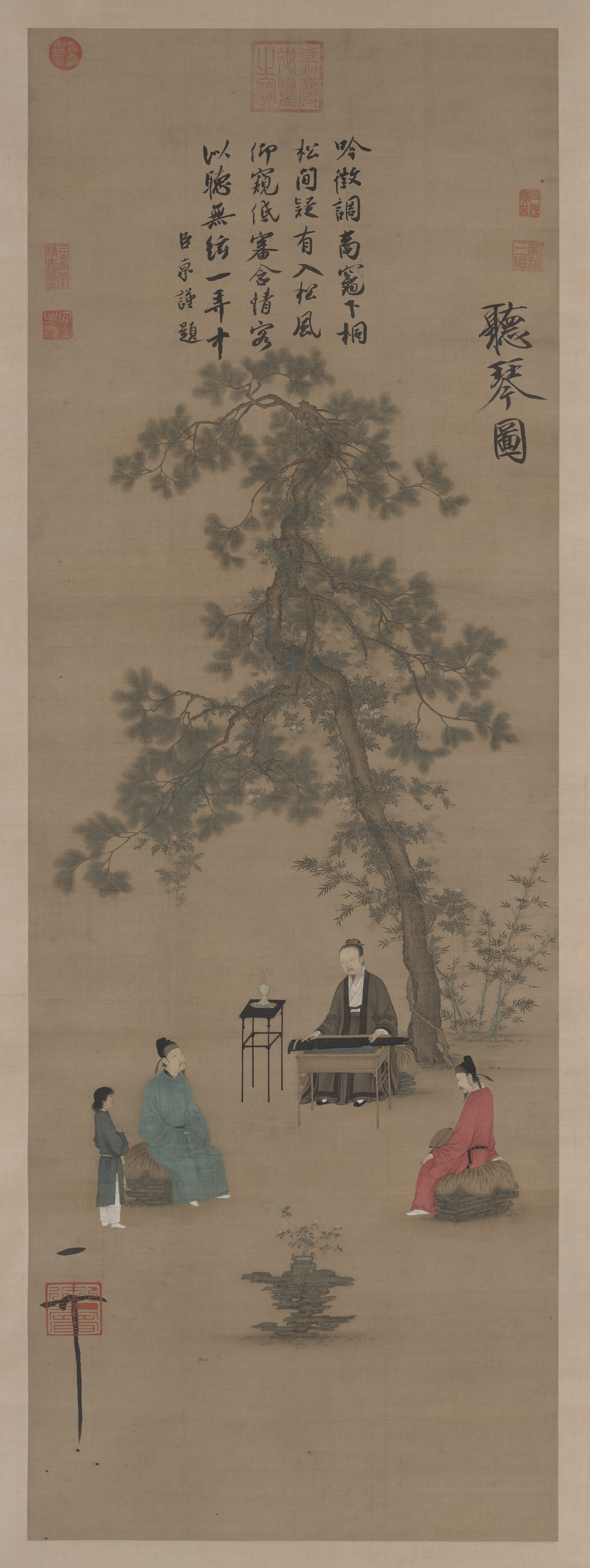 Écouter le qin, Attribué à l’empereur Huizong, début du XIIe siècle — peinture chinoise