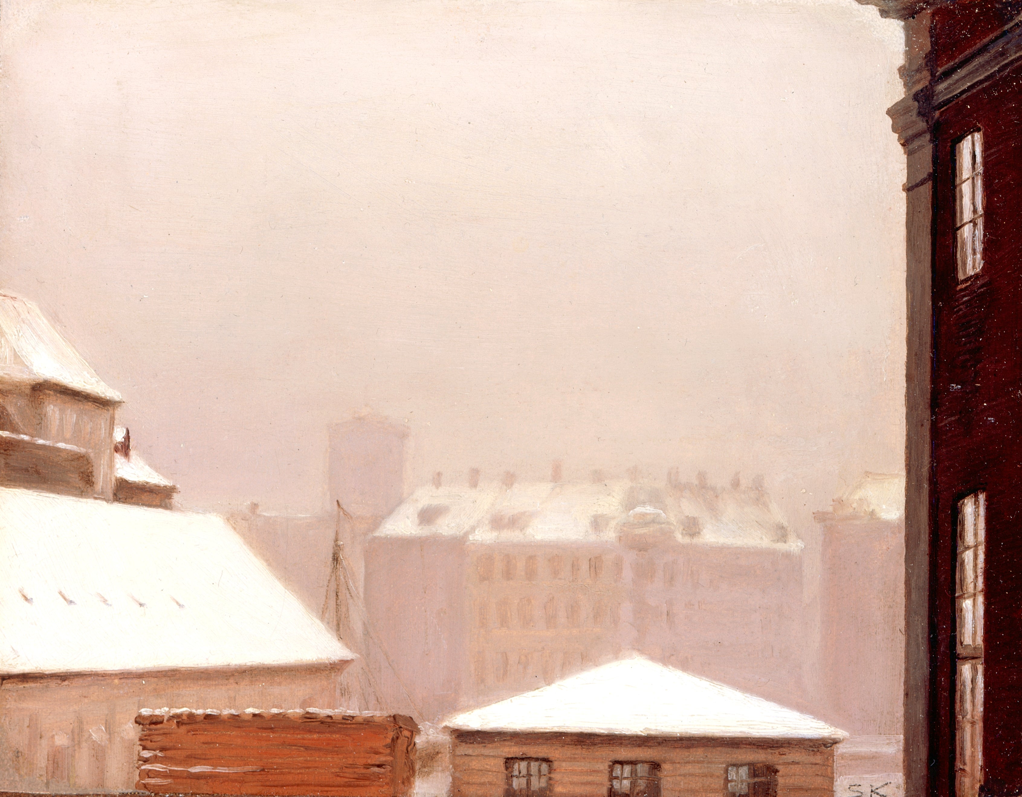 Copenhague: os telhados sob a neve - Peder Severin Krøyer
