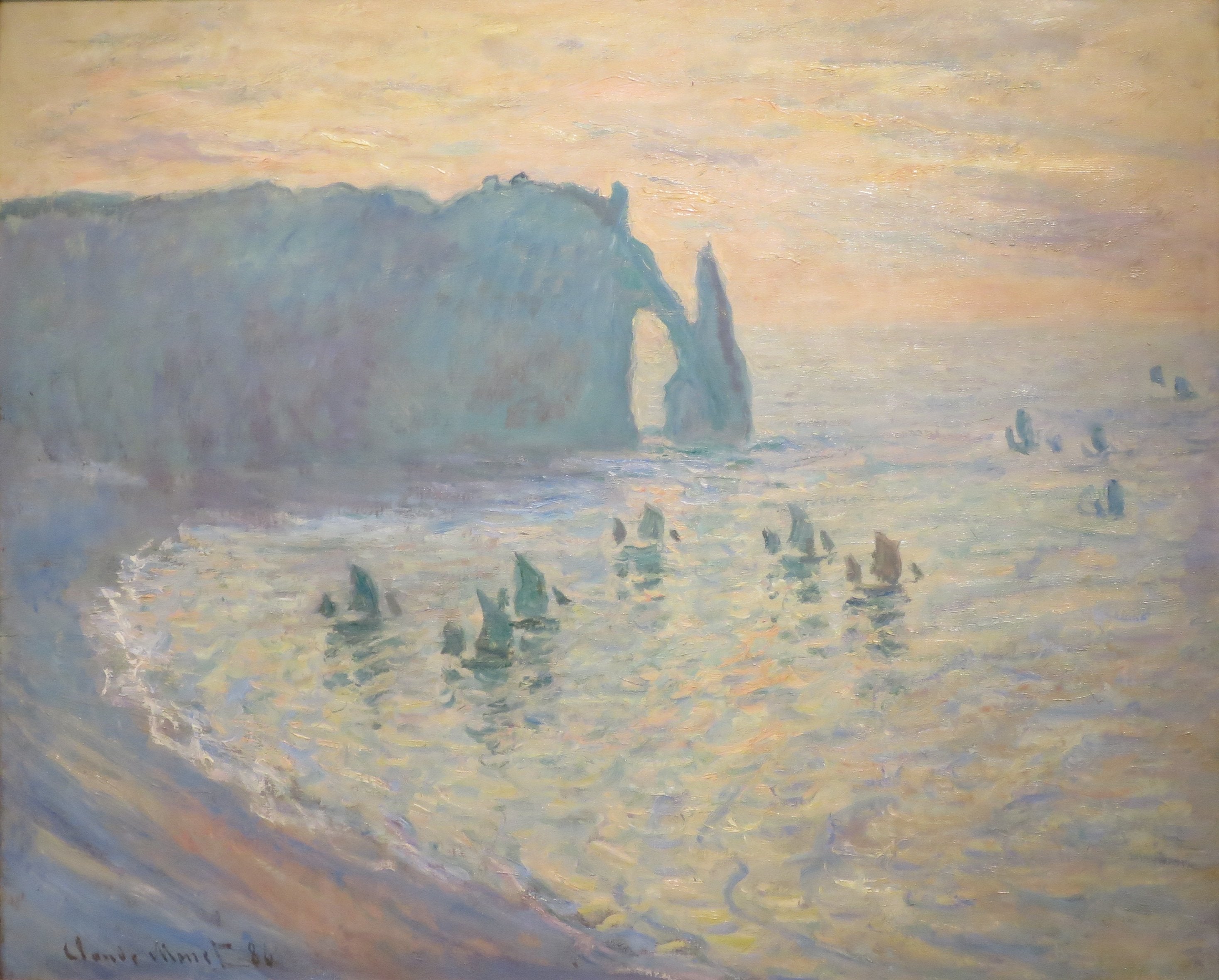 Reproduction du tableau « Les Falaises à Étretat - Claude Monet » par Alpha Reproduction en peinture à l’huile