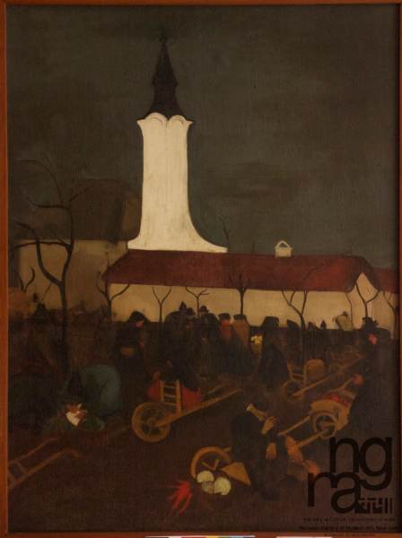 Marché d’un village hongrois, Amrita Sher-Gil, 1938, huile sur toile