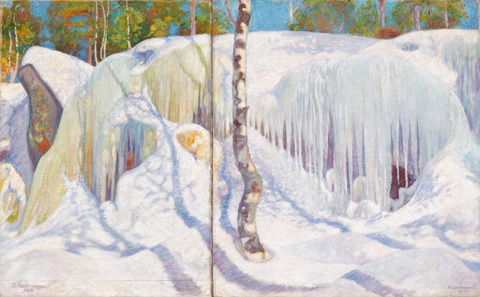 Rocha coberta de gelo e neve - Pekka Halonen