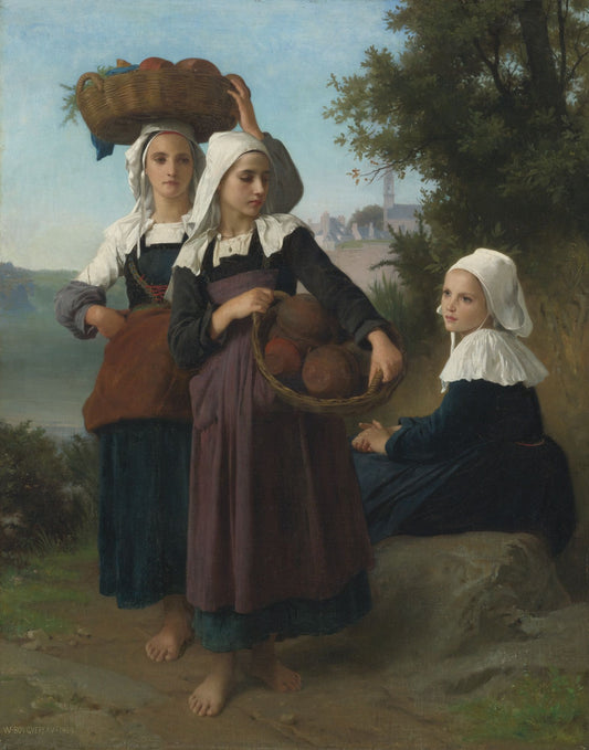 Jeunes filles de Fouesnant revenant du marché - William Bouguereau - Reproductions de tableaux et peintures haut de gamme