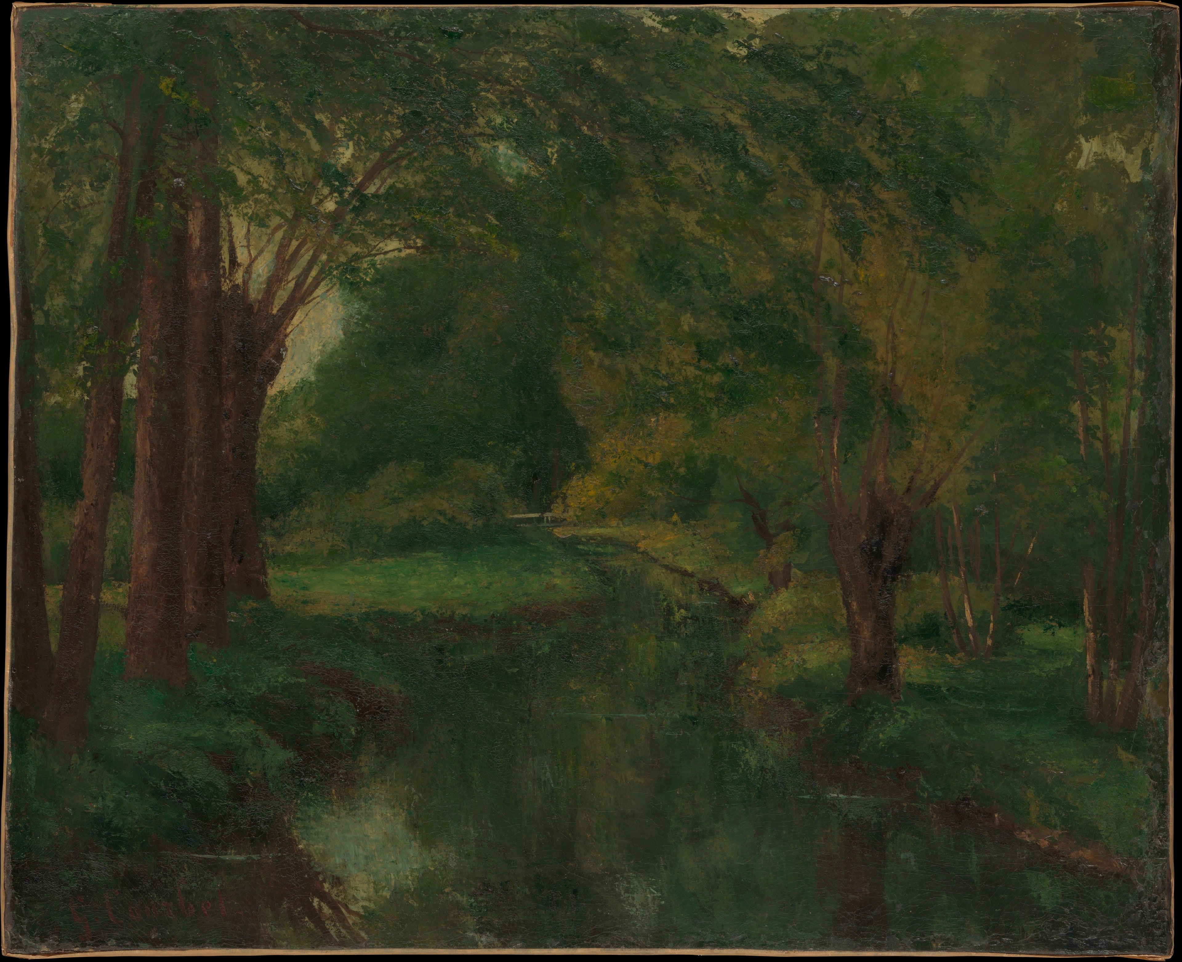 Un ruisseau dans une clairière (peut-être « Ruisseau, vallée de Fontcouverte ; Étude ») - Gustave Courbet