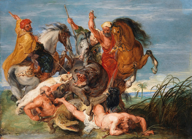 Uma caçada ao hipopótamo e ao crocodilo - Peter Paul Rubens