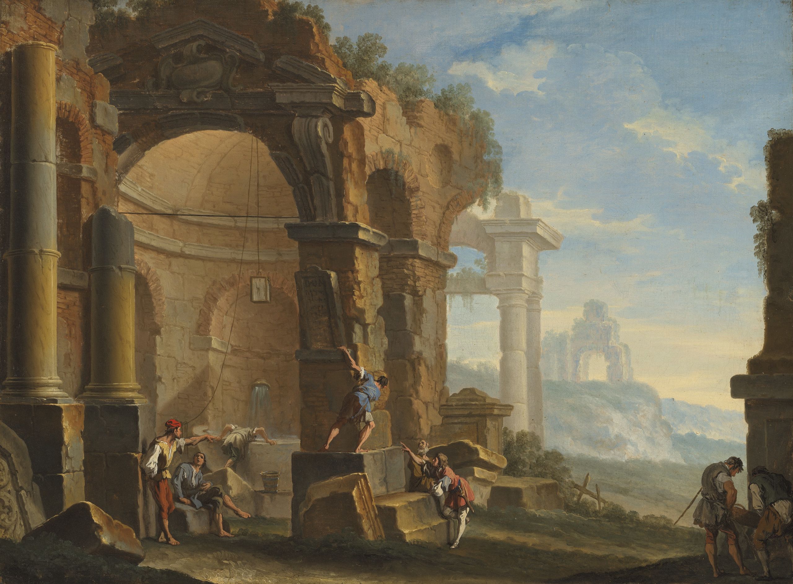Un caprice avec des personnages conversant près de ruines classiques - Sebastiano Ricci - Alpha Reproduction