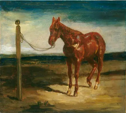 Um cavalo atrelado a um poste - Eugène Delacroix