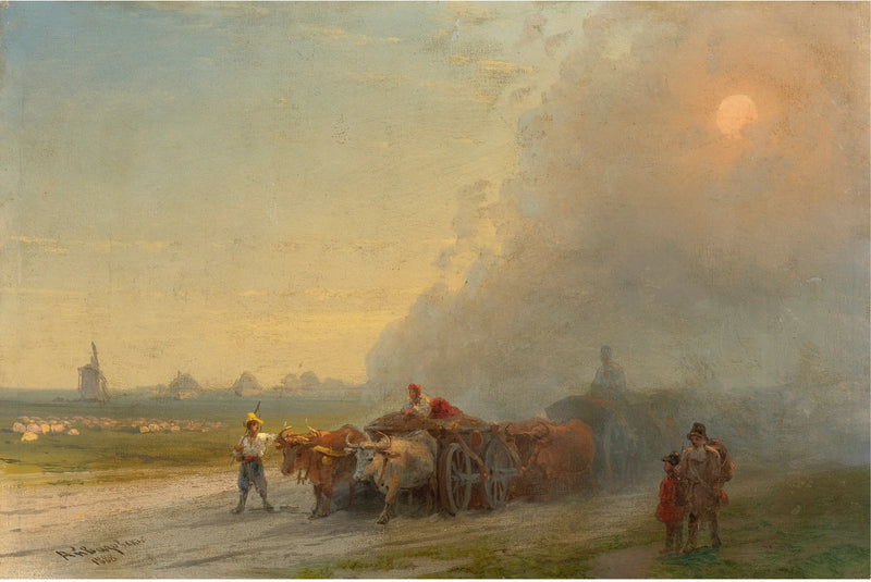 Charretes de bois na estepe ucraniana - Ivan Aivazovsky