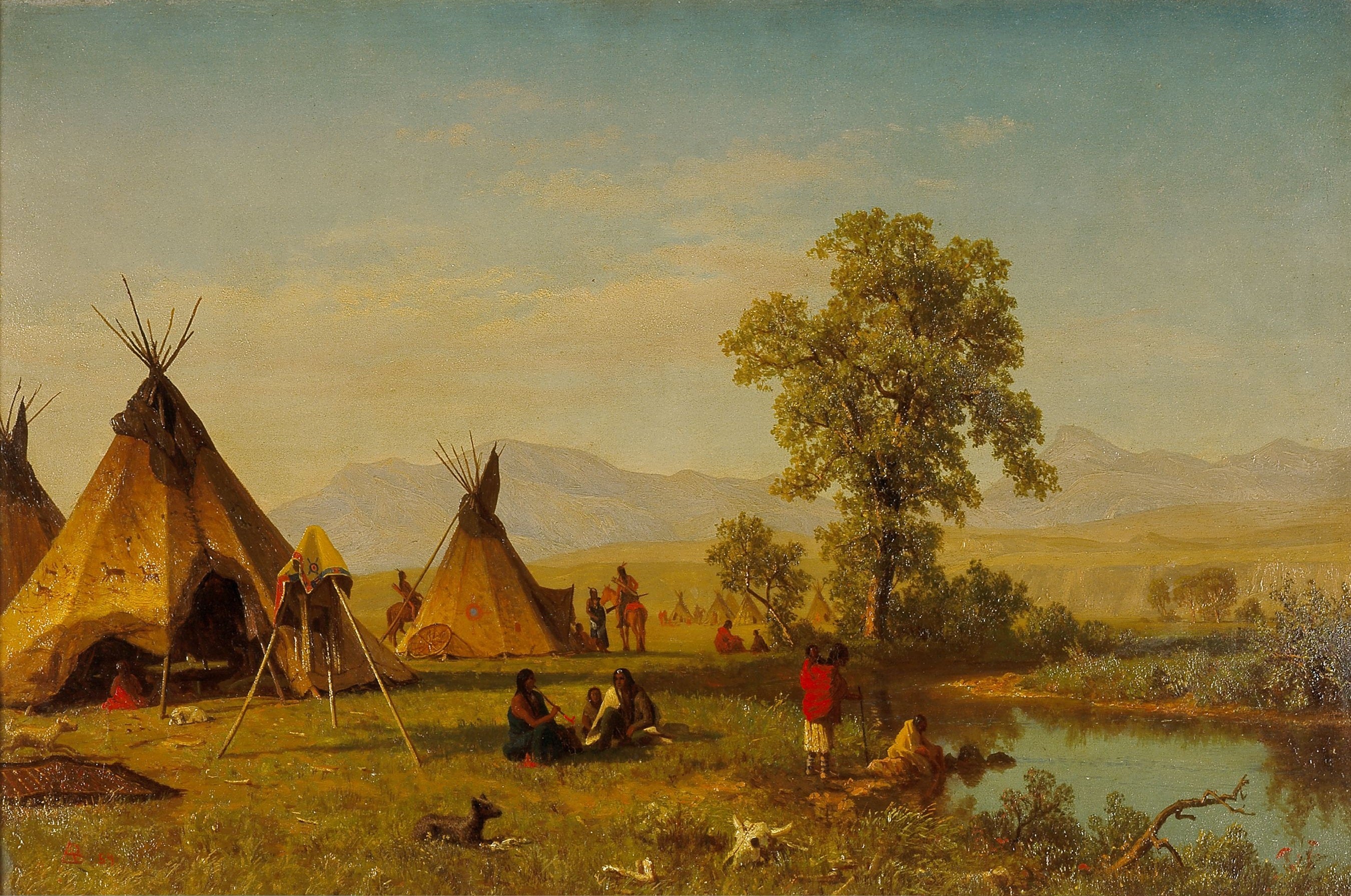 Village sioux près de Fort Laramie - Albert Bierstadt