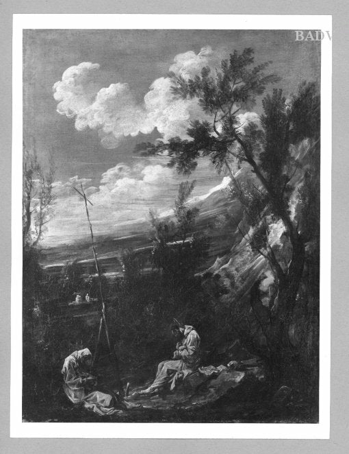 deux moines ermites sur un versant de montagne - Alessandro Magnasco image 1 reproduction d’œuvre d’art à l’huile