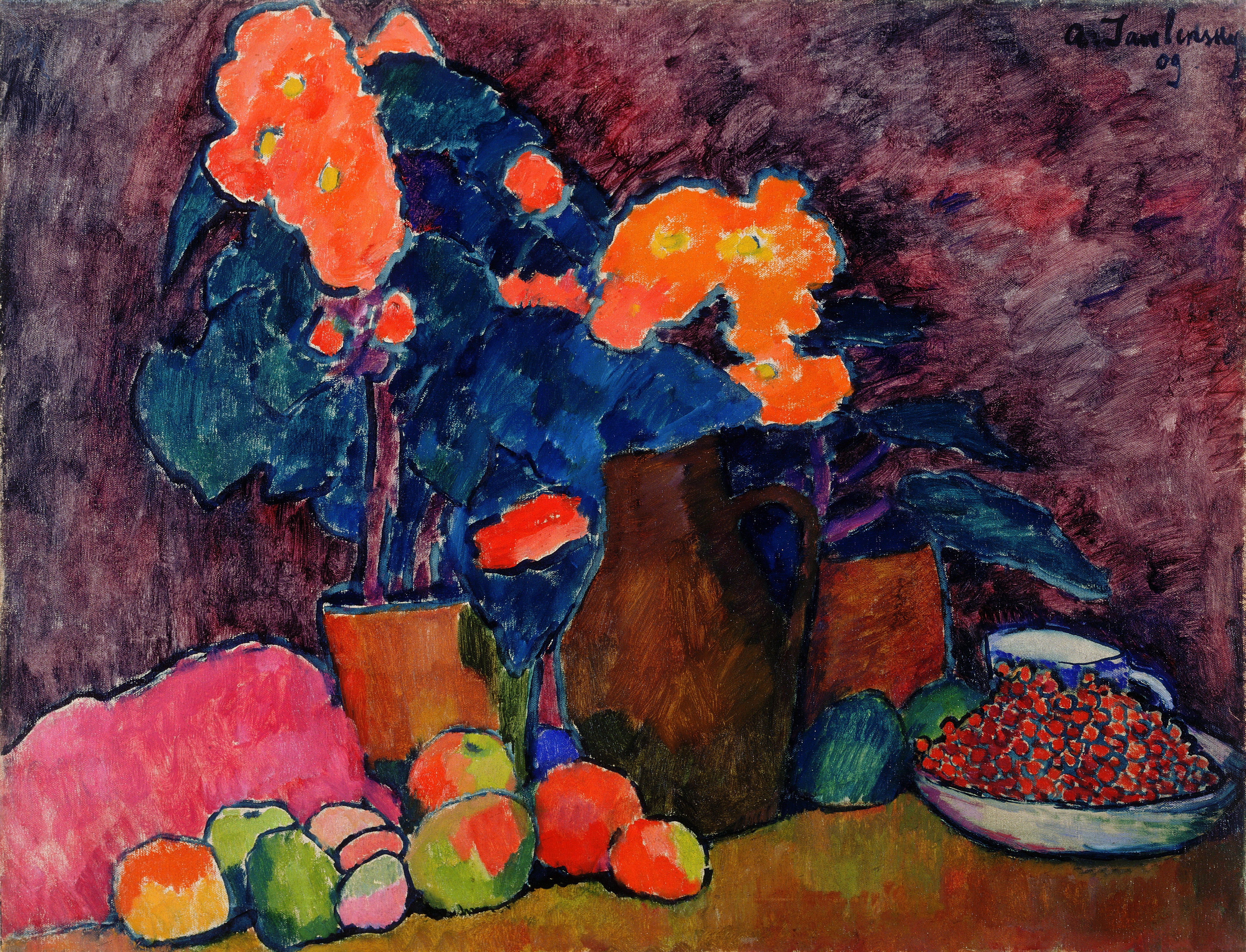 Fleurs, fruits et cruche - Alexej von Jawlensky