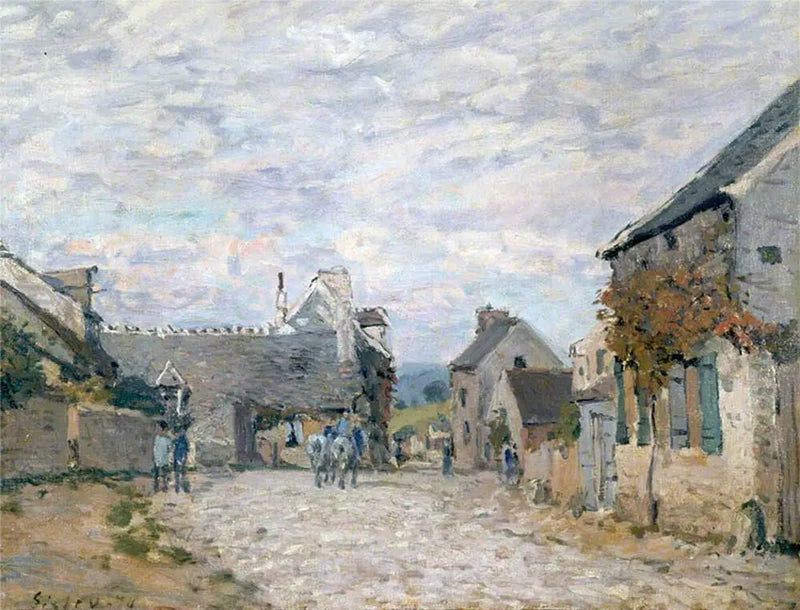 A pequena praça, a rua da aldeia - Alfred Sisley