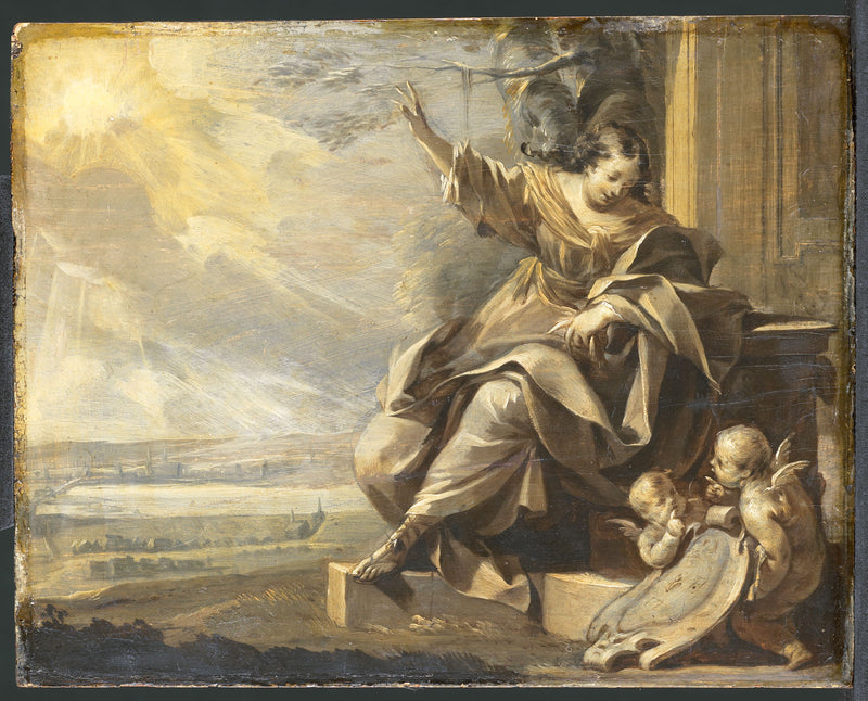 Allégorie avec une femme et deux putti - Charles Le Brun