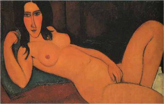 Reproduction du tableau « Nu couché aux cheveux dénoués - Amedeo Modigliani » par Alpha Reproduction en peinture à l’huile