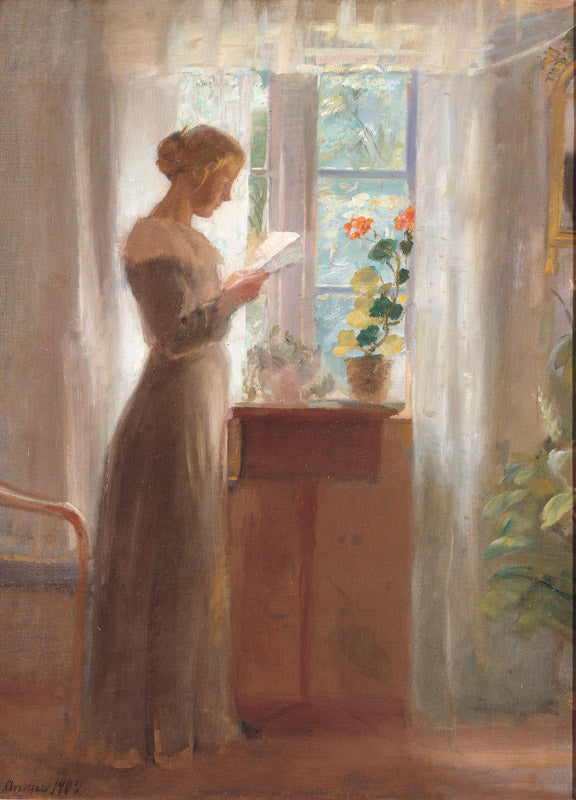 Jovem garota lendo uma carta. - Anna Ancher