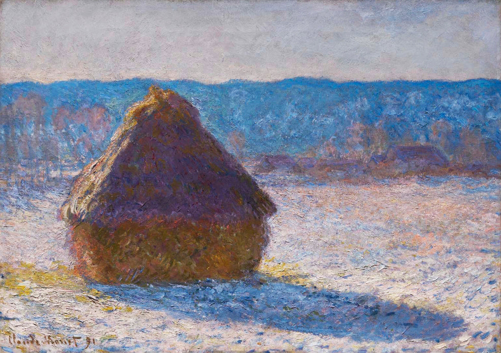 Os fardos de feno: efeito de neve - Claude Monet