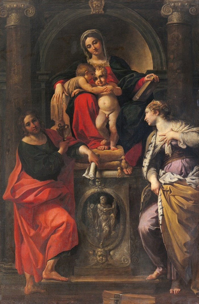 A Virgem com o Menino com os santos João Batista, João Evangelista e Santa Catarina - Annibale Carracci
