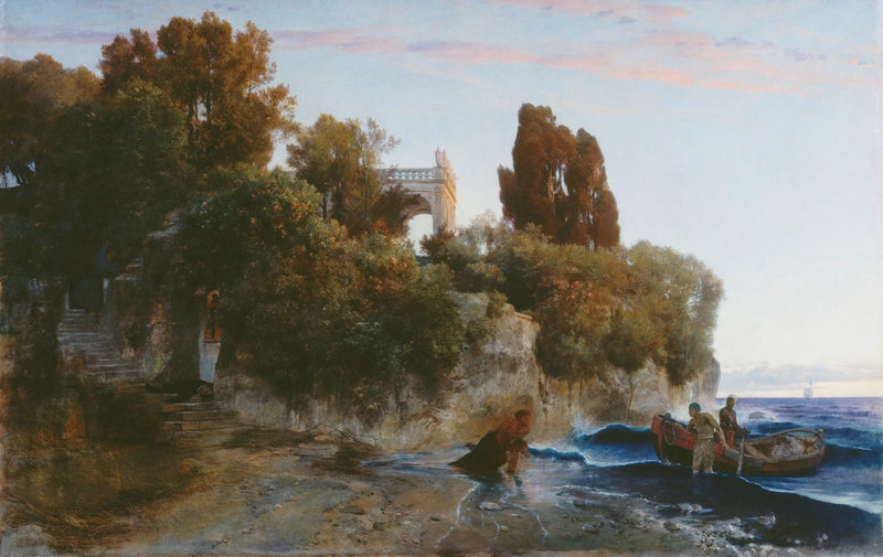 Castelo à beira-mar e assassinato no jardim do castelo - Arnold Böcklin