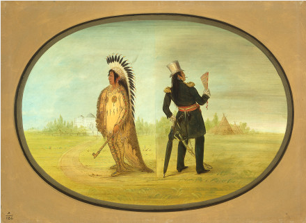 Chef Assinneboine avant et après la civilisation - George Catlin