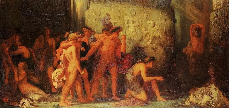 Os Atenienses entregues ao Minotauro no labirinto de Creta - Gustave Moreau