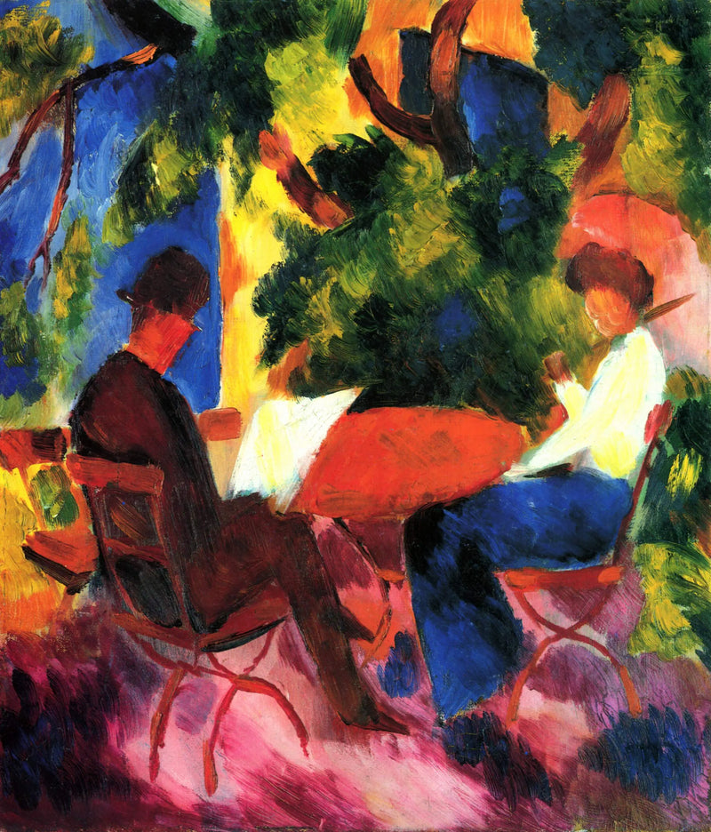 Casal à mesa do jardim - August Macke