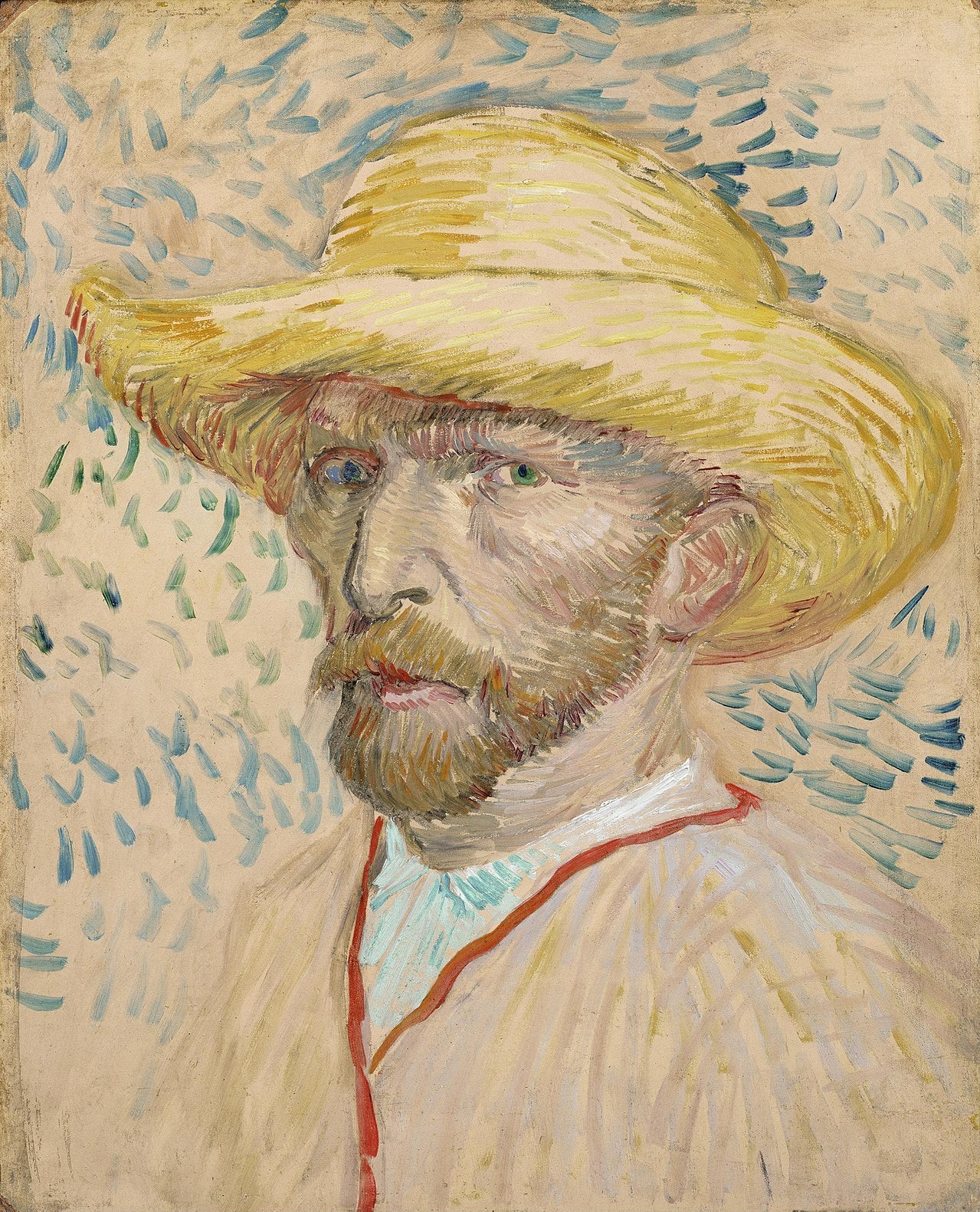 🎨 Autorretrato com chapéu de palha – Vincent van Gogh (verão de 1887)