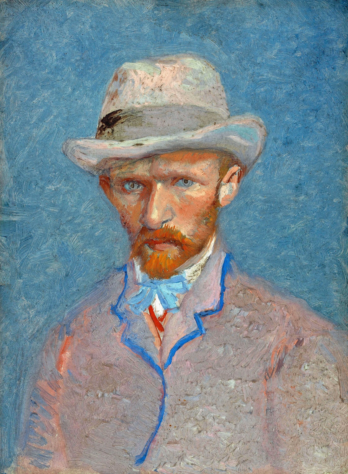 🎩 Autorretrato com um chapéu de palha cinza – Vincent van Gogh (1887)