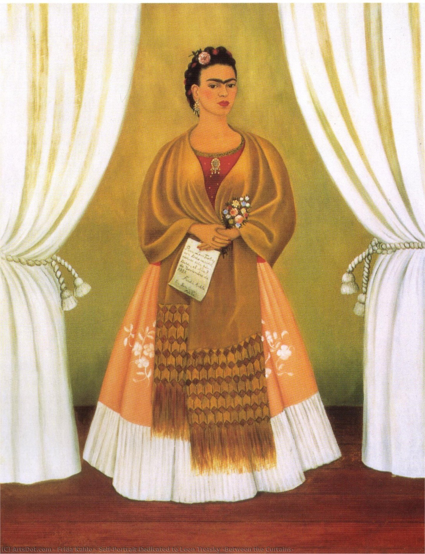 Autorretrato dedicado a León Trotsky (Entre as cortinas) – Frida Kahlo (1937)