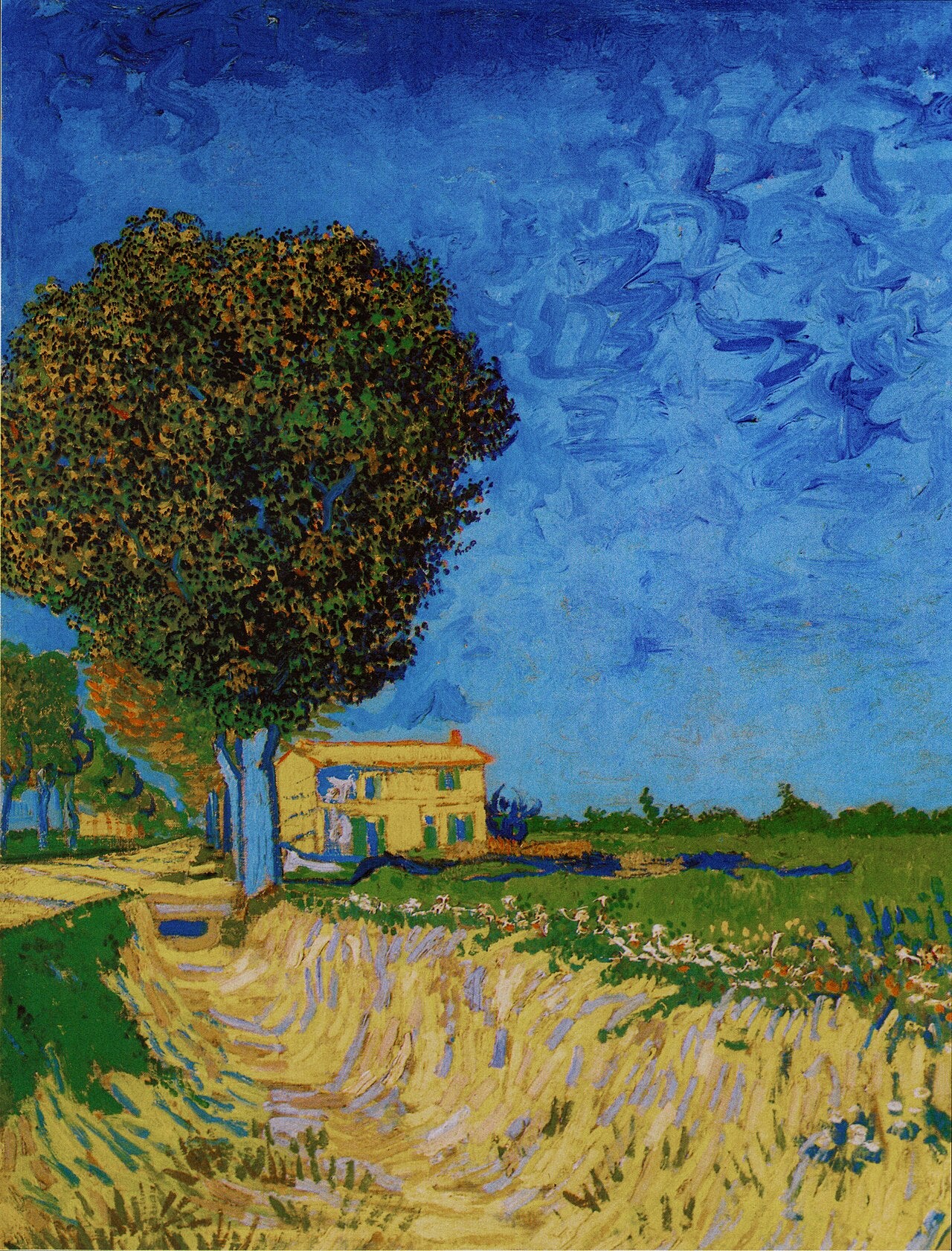 Avenida em Arles com casas - Vincent van Gogh