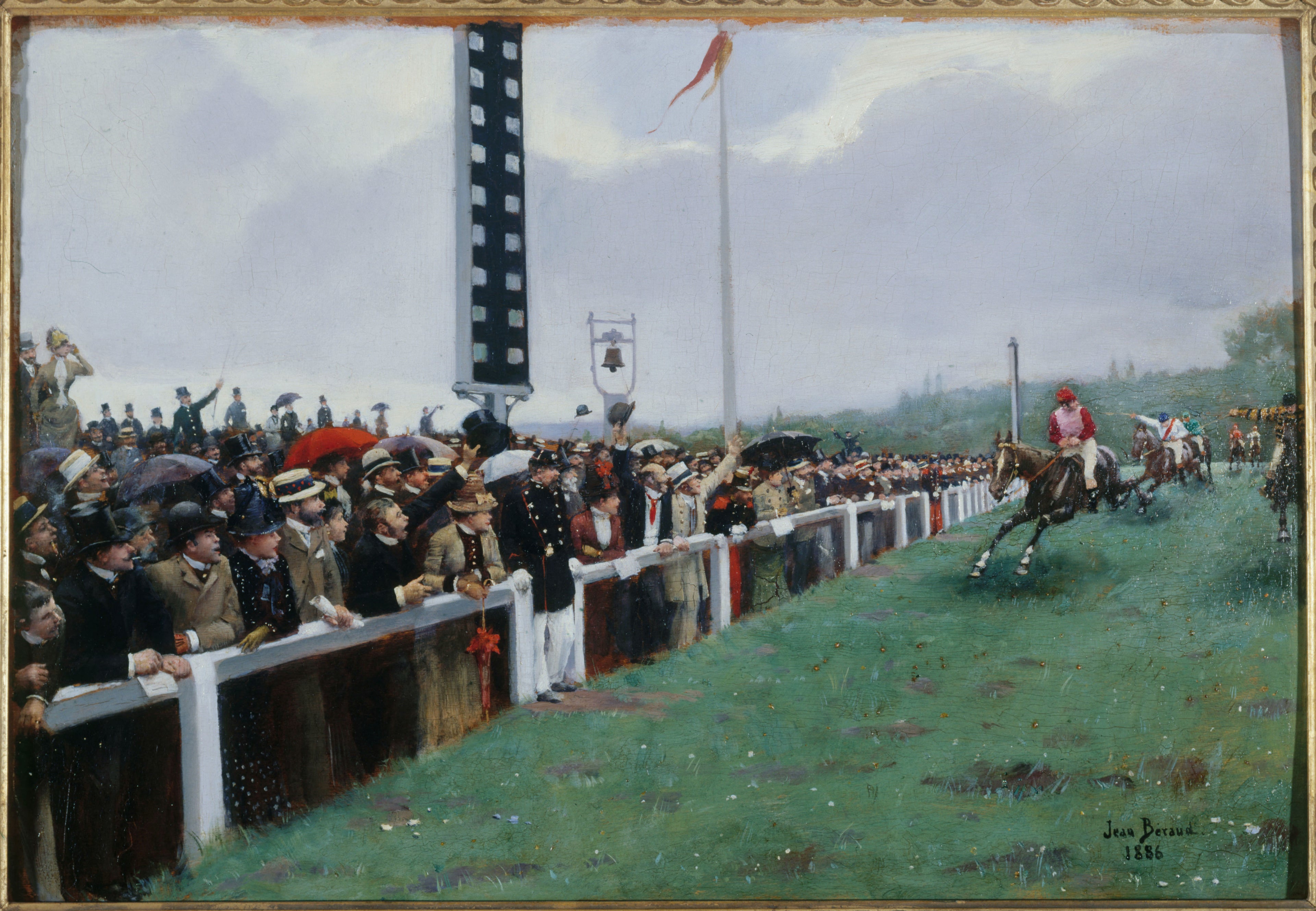 Cours à Longchamp ; l'arrivée au poteau - Jean Béraud