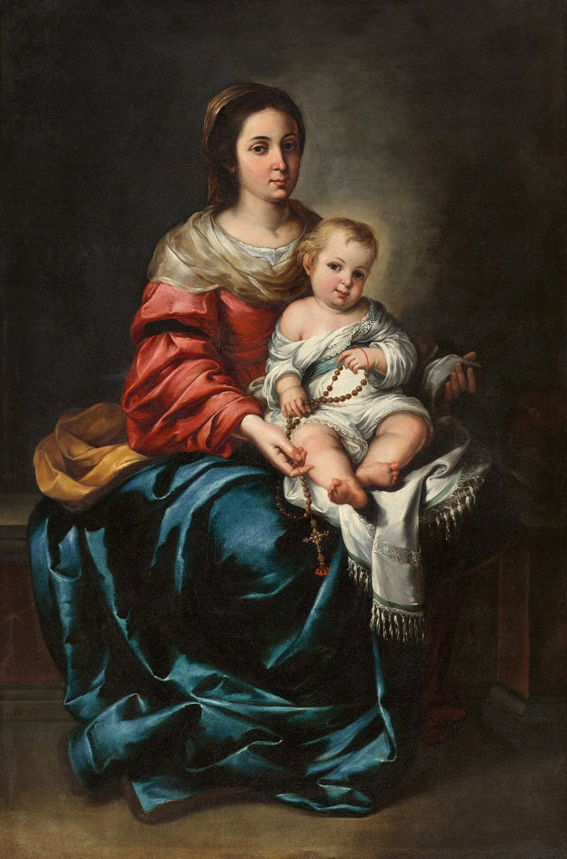 Virgem com o Menino, com terço - Bartolomé Esteban Murillo