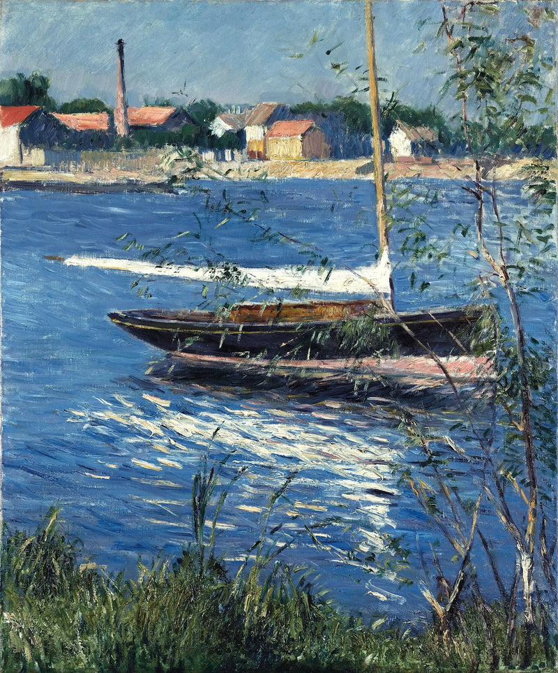 Barco ancorado no Sena em Argenteuil - Gustave Caillebotte