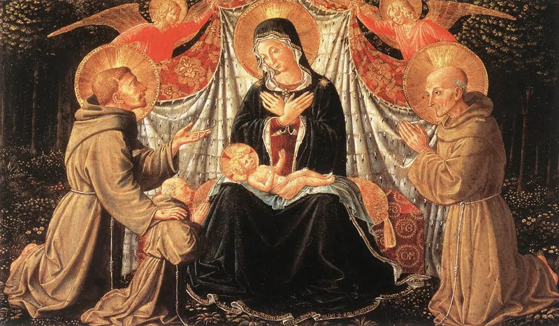Madonna com Menino com Sts Francisco, Bernardine, Fra Jacopo - Benozzo Gozzoli