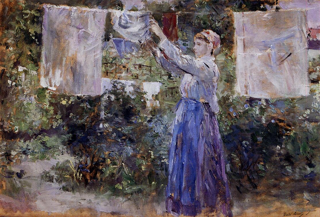 Reproduction du tableau « Paysanne étendoir du linge - Berthe Morisot » par Alpha Reproduction en peinture à l’huile