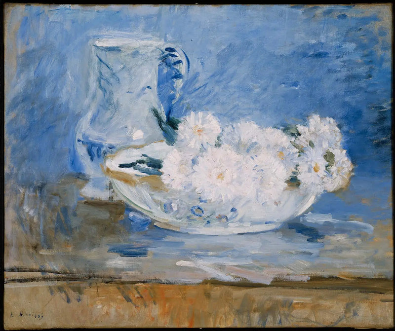 Flores brancas em uma tigela - Berthe Morisot