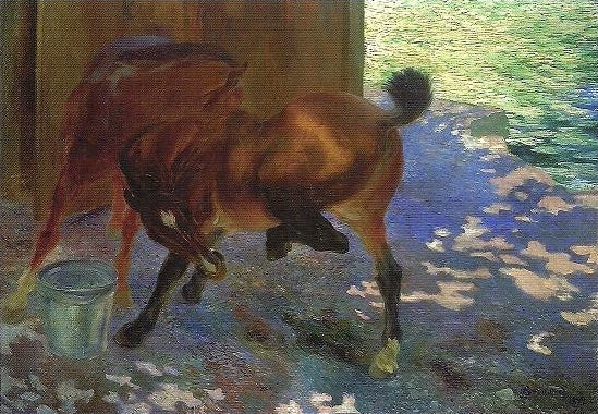 Chevaux piqués par des mouches. - Albert Besnard
