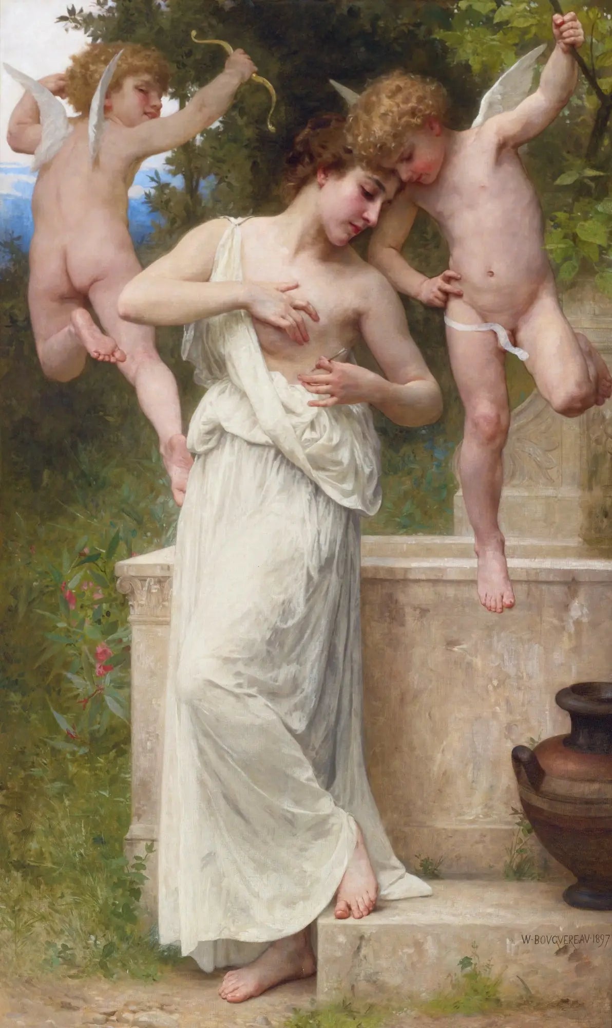 Reproduction du tableau « Blessures d'amour - Bouguereau » par Alpha Reproduction en peinture à l’huile