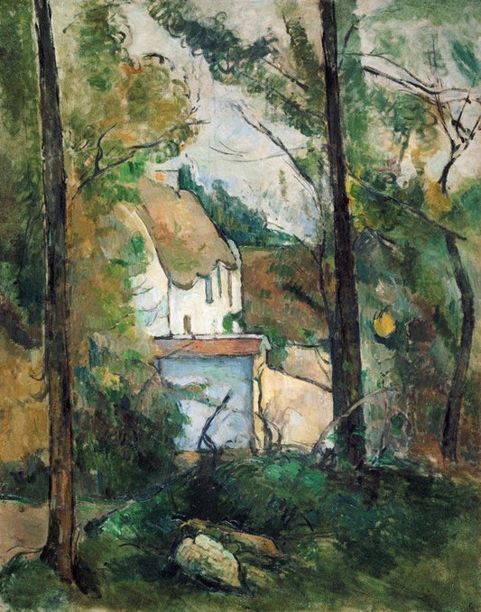 Vue au travers des arbres sur une maison (Auvers) - Paul Cézanne - Reproductions de tableaux et peintures haut de gamme