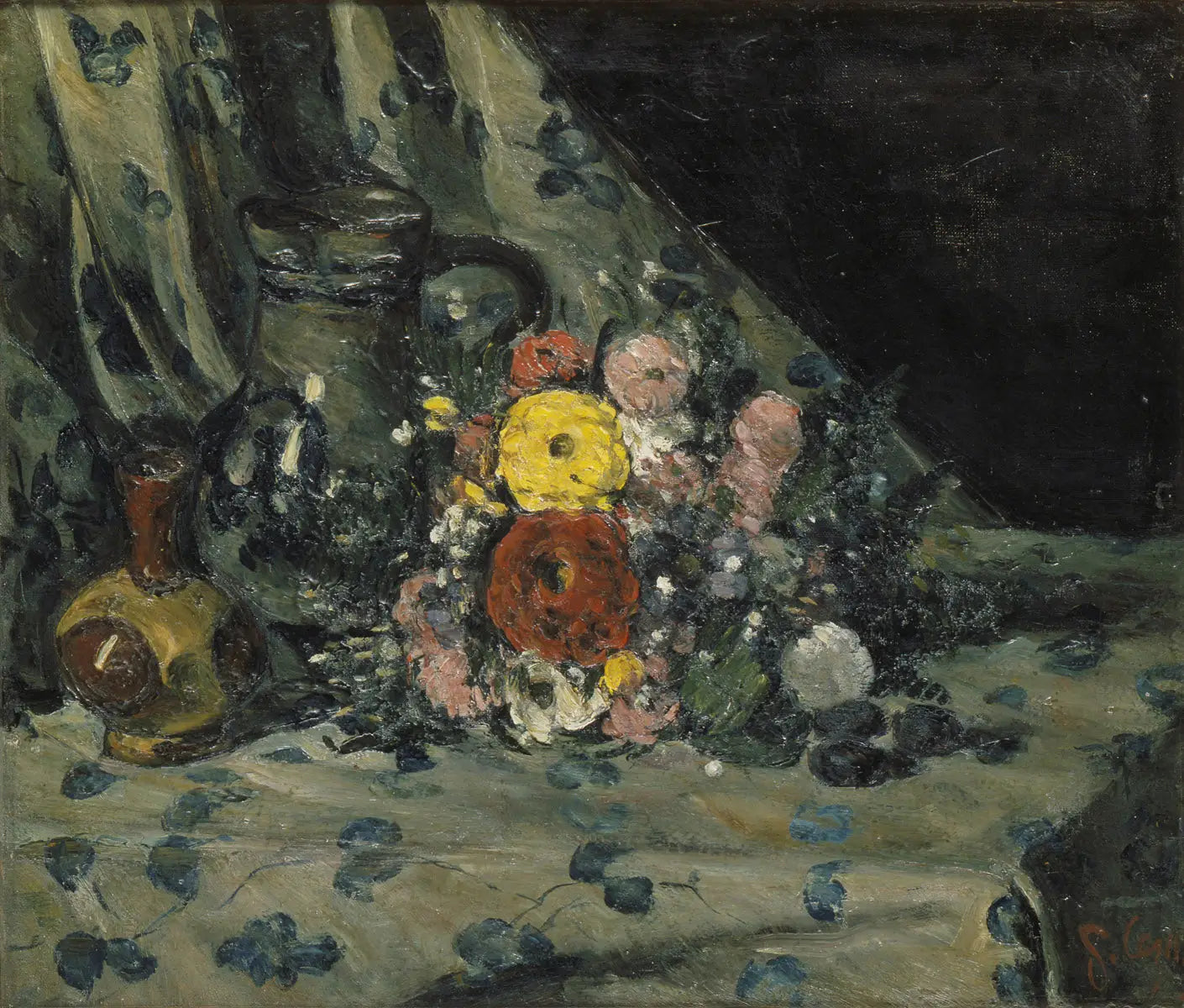 Reproduction du tableau « Bouquet au dahlia jaune - Paul Cézanne » par Alpha Reproduction en peinture à l’huile