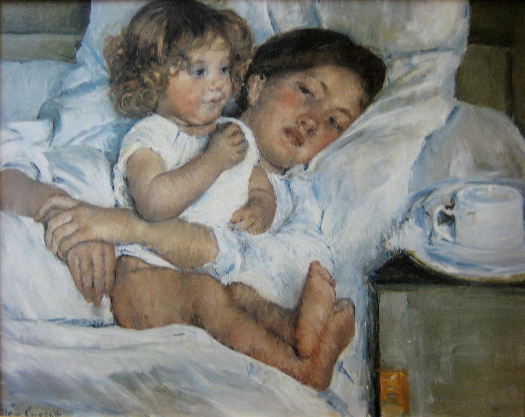 Reproduction du tableau « Petit-déjeuner au lit - Mary Cassatt » par Alpha Reproduction en peinture à l’huile