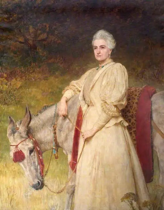 Lady Harriet Sarah Wantage (1837–1920) com seu burro egípcio - Briton Rivière