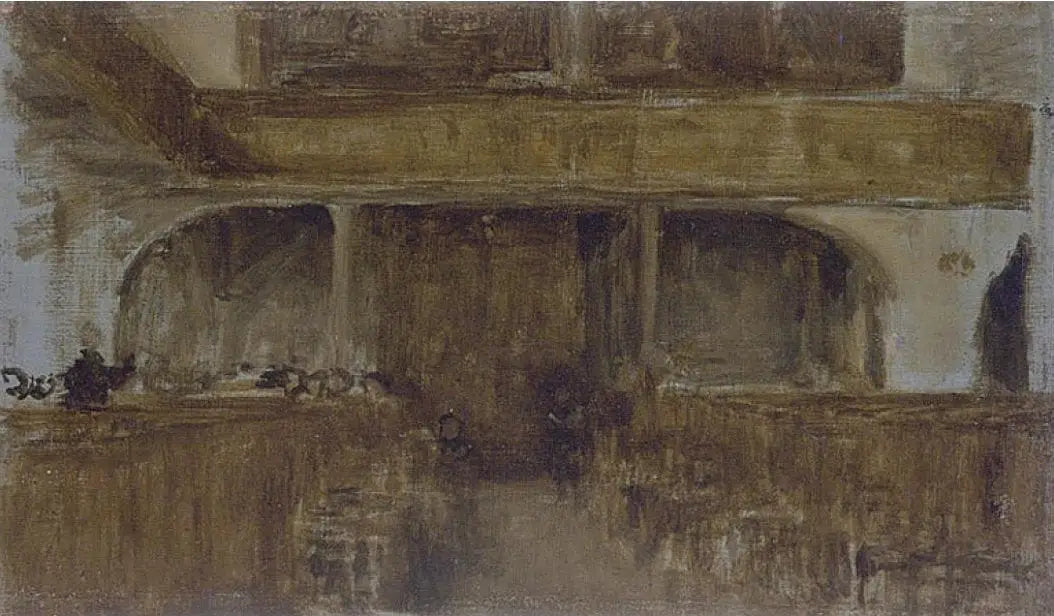 Reproduction du tableau « Brun et Or : La Petite Classe du Curé à Sainte-Catherine, Honfleur - James Abbott McNeill Whistler » par Alpha Reproduction en peinture à l’huile