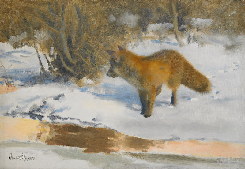 Paysage d'hiver avec un renard - Bruno Liljefors